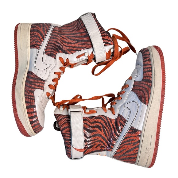 Nike Shoes - Nike Women’s Air Force 1 High 6” Wedge Sneakers Orange Zebra Print Size 9.5 Rare